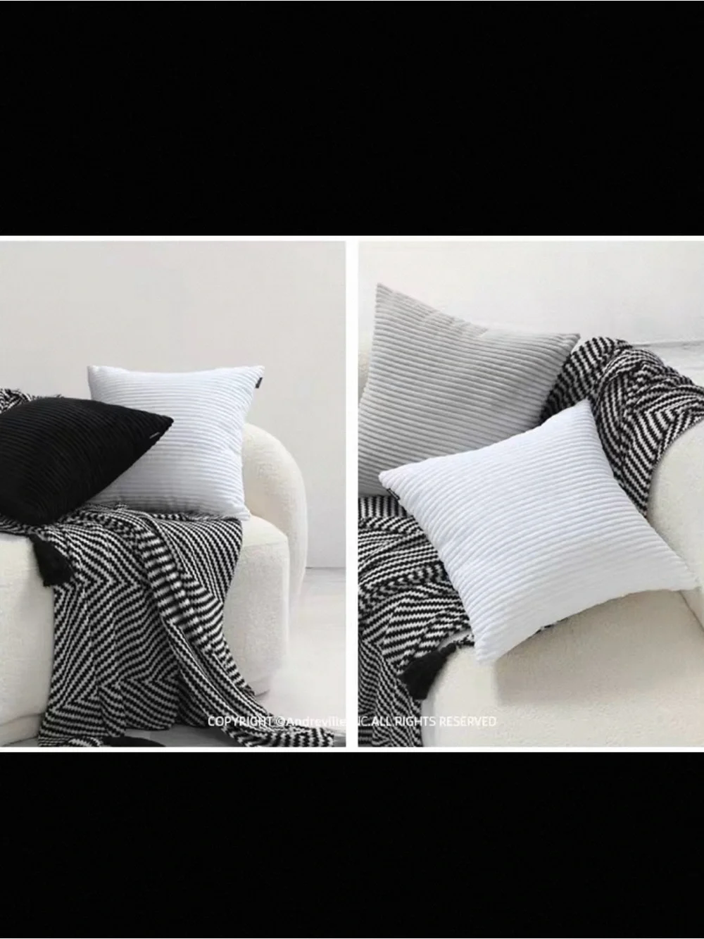 NEW White Ribbed Corduroy Throw Pillow Cover
